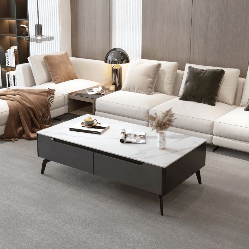 Rectangular Slate Top Coffee Table with 4 Drawers Metal 4 Legs Cocktail Table Clearhalo 'Coffee & Accent Tables' 'Coffee Tables' 'coffee_tables' 'furn' 'furn_coffee_tables' 'Furniture' 'furniture_coffee_tables' 'Living Room Furniture' 1200x1200_3d91beda-029f-4b27-9e24-3cf5f3167bfe