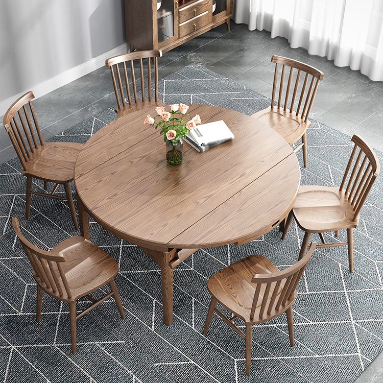 Modern Brown Dining Table Round Solid Wood Dining Table with 4 Legs for Home Clearhalo ' dining_table' 'Dining Tables & Seating' 'Dining Tables' 'furn' 'furn_dining_table' 'Furniture' 'furniture_dining_table' 'Kitchen & Dining Furniture' 'kitchen&dining_furn' 'kitchen' 'kitchen_dining_table' 1200x1200_3d937118-022d-40e4-a212-467197a20a6a