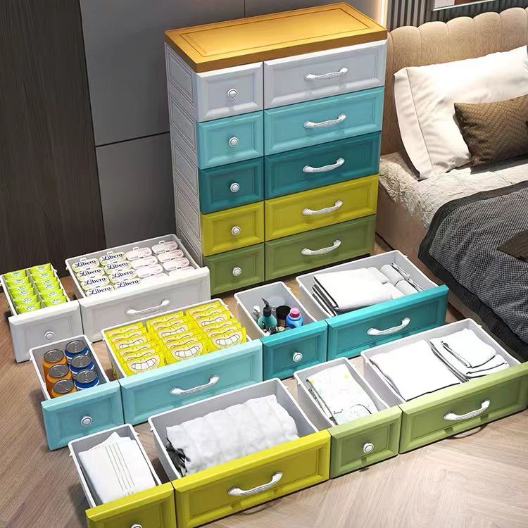 Modern Wardrobe Plastic 10-drawer Wardrobe Closet,29.53" D x 13.78" W x 39.37" H Clearhalo 'Armoires & Wardrobes' 'armoires_wardrobes' 'Bedroom Furniture' 'furn' 'furn_armoires_wardrobes' 'Furniture' 1200x1200_3d9495f4-5dbb-4240-a9b7-da223b8bd02c