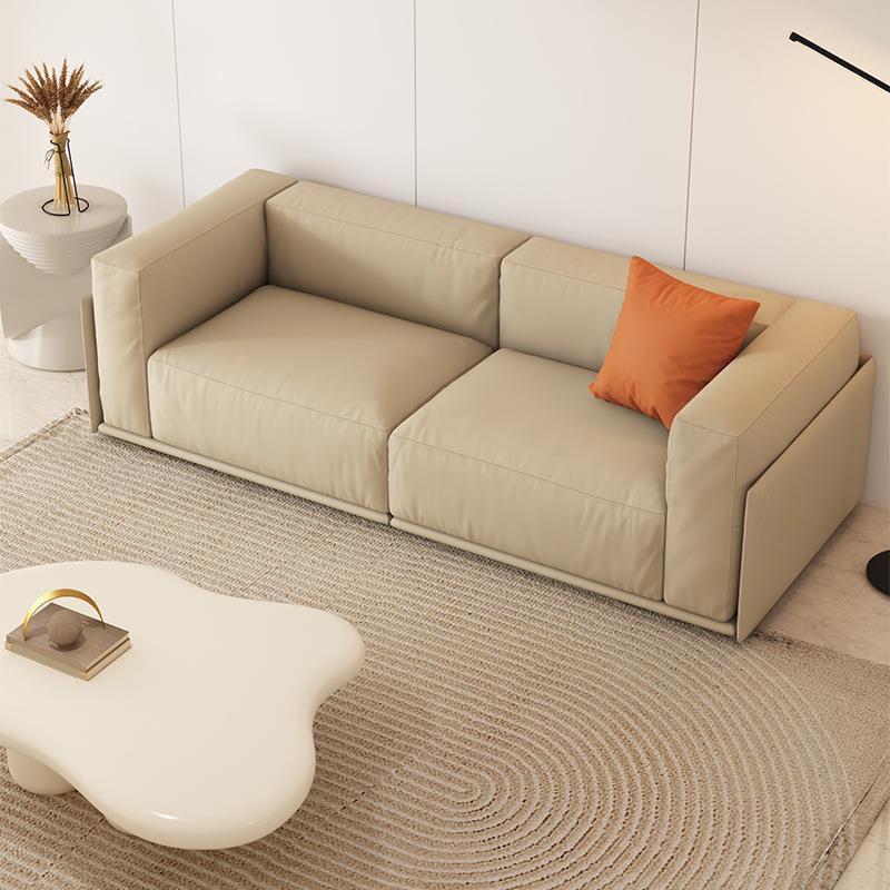Faux Leather Tuxedo Arm Standard Sofa Contemporary Cushions Settee Clearhalo 'furn' 'furn_sofas' 'Furniture' 'Living Room Furniture' 'Sofa' 'sofas' 1200x1200_3d95ab85-2bf1-4119-a0a2-1e62f6277d75