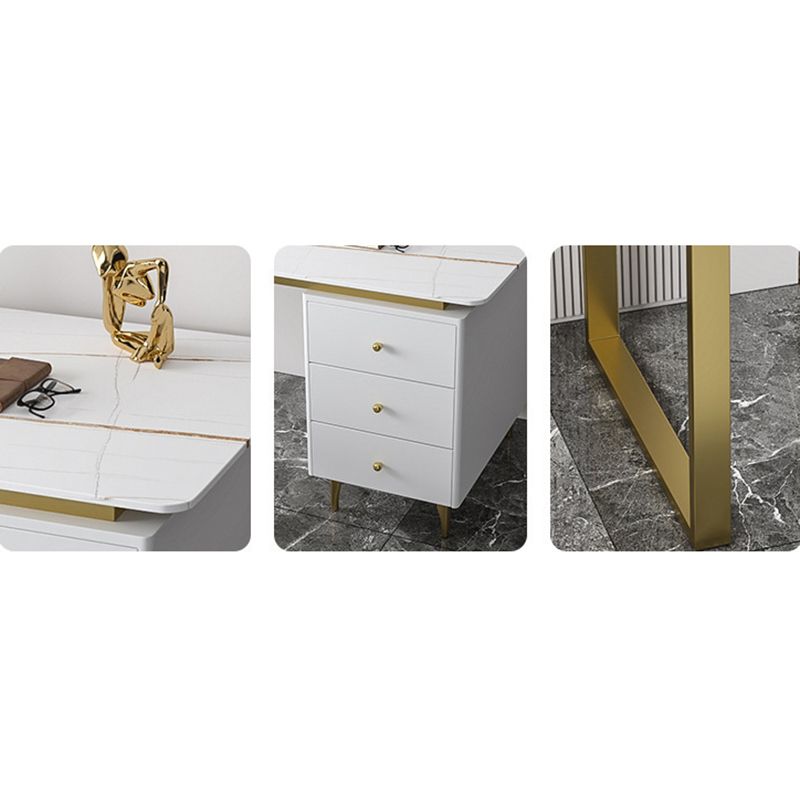 Desca di ufficio contemporanea 23.62 "scrivania rettangolare con 3-cassetti