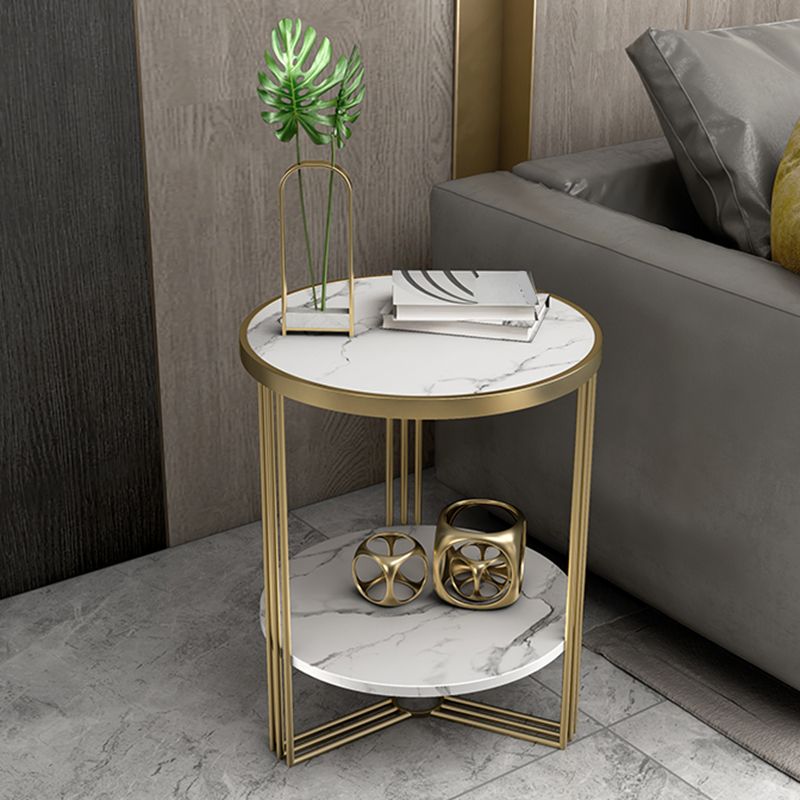 Tavolo da tavolo trasversale base in metallo oro marmo/tavolo tondo superiore in ardesia