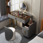 Modern Brown Glass Vanity Table with Stool Drawers Included Dressing Table