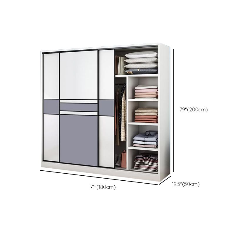Freestanding Wood Frame Wardrobe Armoire Sliding Soft Close Doors Wardrobe Clearhalo 'Armoires & Wardrobes' 'armoires_wardrobes' 'Bedroom Furniture' 'furn' 'furn_armoires_wardrobes' 'Furniture' 1200x1200_3d9adb11-1da3-479f-b1c5-569b16f442cd