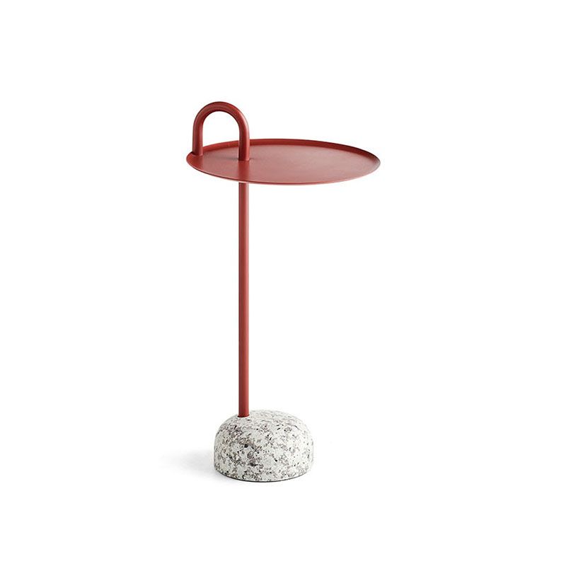 Round Metal Table and Stone Pedestal Base Base Medieval Modern Style Side Table