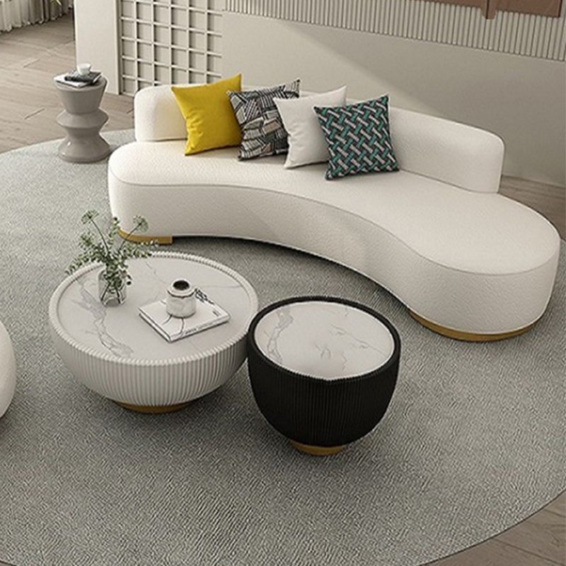 Divano di lana contemporaneo a bracciolo a braccia di divano posteriore in beige per soggiorno