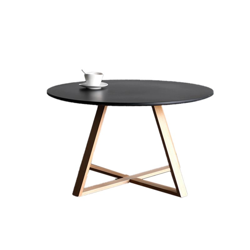 Table de bois rond en bois rond de style nordique avec table d'appoint de base en bois en bois