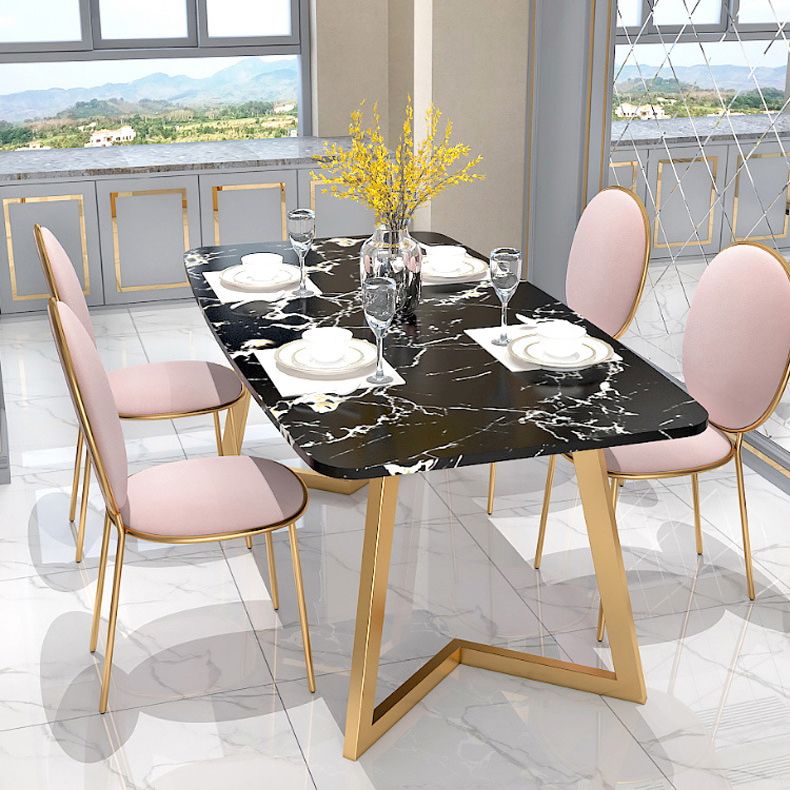 Rectangle Top Dining Table Traditional Luxury Table with Sled Base in Gold Clearhalo 'Dining Tables & Seating' 'Dining Tables' 'dining_table' 'furn' 'furn_dining_table' 'Furniture' 'furniture_dining_table' 'Kitchen & Dining Furniture' 'kitchen' 'kitchen_dining_table' 1200x1200_3da128ed-7f5b-4779-8960-b04048ad8554