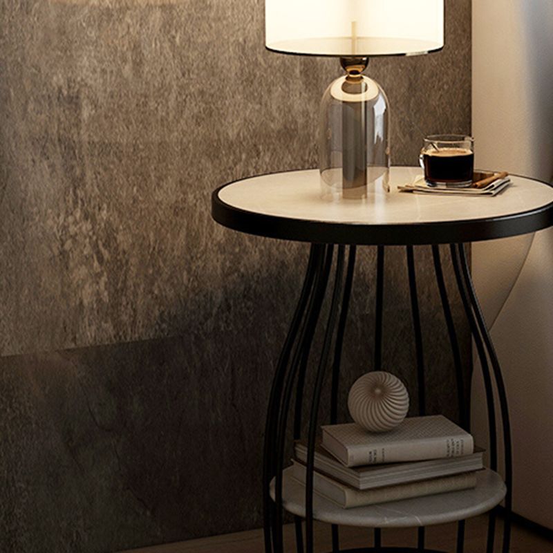 Modern Round Side End Table Frame End Table with Storage and Shelf Clearhalo 'Coffee & Accent Tables' 'End & Side Tables' 'end_side_tables' 'furn' 'furn_end_side_tables' 'Furniture' 'Living Room Furniture' 1200x1200_3da233ef-b821-494b-bdc9-90aa9fa35074