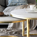 Frame Glam Simple Coffee Table Marble Round Cocktail Table Set Clearhalo 'Coffee & Accent Tables' 'Coffee Tables' 'coffee_tables' 'furn' 'furn_coffee_tables' 'Furniture' 'Living Room Furniture' 1200x1200_3da5473c-a571-4f4c-9589-871f3996a613