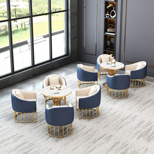 Modern Style Sintered Stone Dining Room Set with Round Table and Gold Leg Dining Table Furniture Clearhalo 'Dining Room Sets' 'Dining Tables & Seating' 'dining_room_set' 'furn' 'furn_dining_room_set' 'Furniture' 'furniture_dining_room_set' 'Kitchen & Dining Furniture' 'kitchen&dining_furn' 'kitchen' 1200x1200_3da5930b-361d-4eca-a6ba-0813804117fd