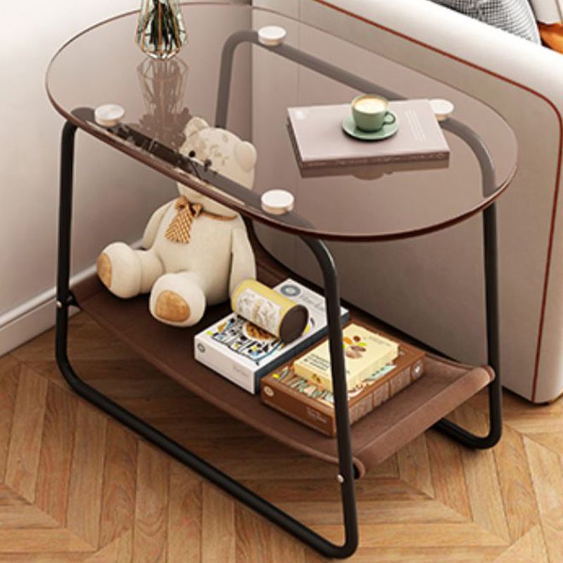 Modernistic Multilayer Tier Corner Table Glass/Marble Side End Table with Storage