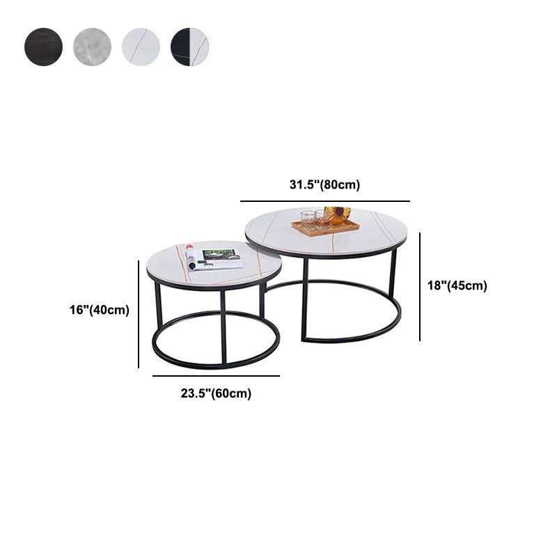 Tavolino da caffè moderno rotondo ad incastro con base in acciaio in nero