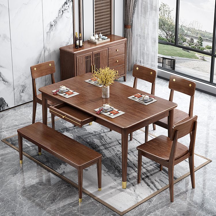 Traditional Luxury Style Dining Table Rectangle 4 Legs Table for Home Use Clearhalo ' dining_table' 'Dining Tables & Seating' 'Dining Tables' 'furn' 'furn_dining_table' 'Furniture' 'furniture_dining_table' 'Kitchen & Dining Furniture' 'kitchen&dining_furn' 'kitchen' 'kitchen_dining_table' 1200x1200_3da94b6f-3aec-480a-8468-136e73d472e5