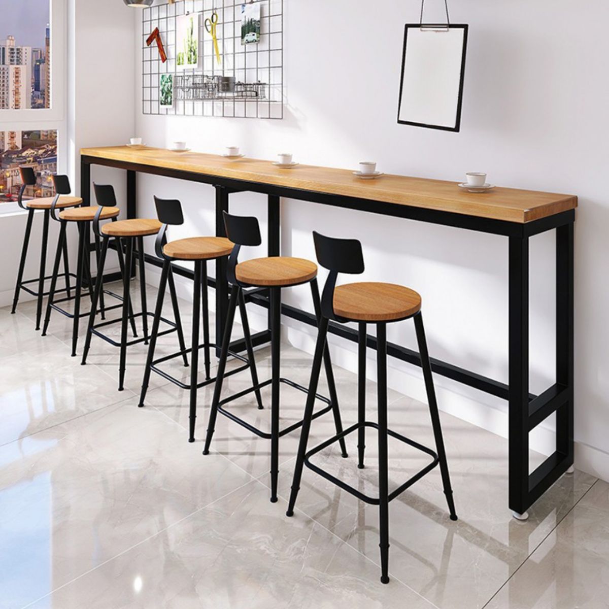 Rectangular Bar Height Table Industrial Style Bar Table with Trestle Base Clearhalo 'Bar Furniture' 'Bar Tables' 'bar_tables' 'furn' 'furn_bar_tables' 'Furniture' 'Kitchen & Dining Furniture' 1200x1200_3daa9baf-cbf1-4621-a621-ec16d1a2e663
