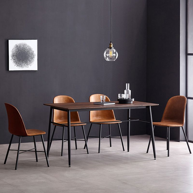 Modern Upholstered Armless Chair Leather Dining Chair with Metal Base