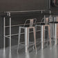 Industrial Black Wood Pub Table with Rectangle Table Top Silver Trestle Table - 42" H Clearhalo 'Bar Furniture' 'Bar Tables' 'bar_tables' 'furn' 'furn_bar_tables' 'Furniture' 'furniture_bar_tables' 'Kitchen & Dining Furniture' 1200x1200_3dadc4f4-77d9-4b14-a3a2-e44e6dc383dc