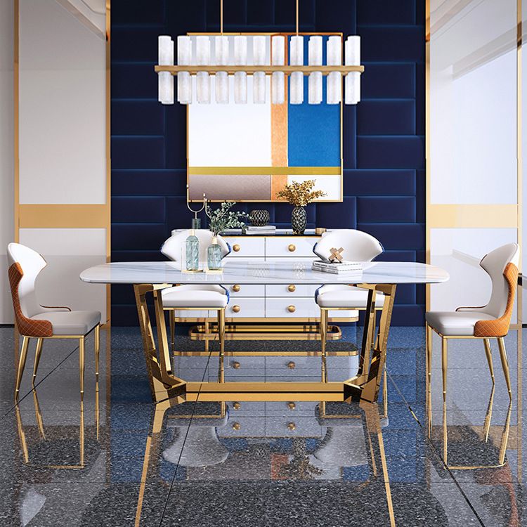 Glam Style Dining Sintered Stone Table Dining Rectangle Table for Kitchen Clearhalo 'Dining Tables & Seating' 'Dining Tables' 'dining_table' 'furn' 'furn_dining_table' 'Furniture' 'Kitchen & Dining Furniture' 1200x1200_3db2902e-5bb7-49d0-9daf-a5d2f52eaf19