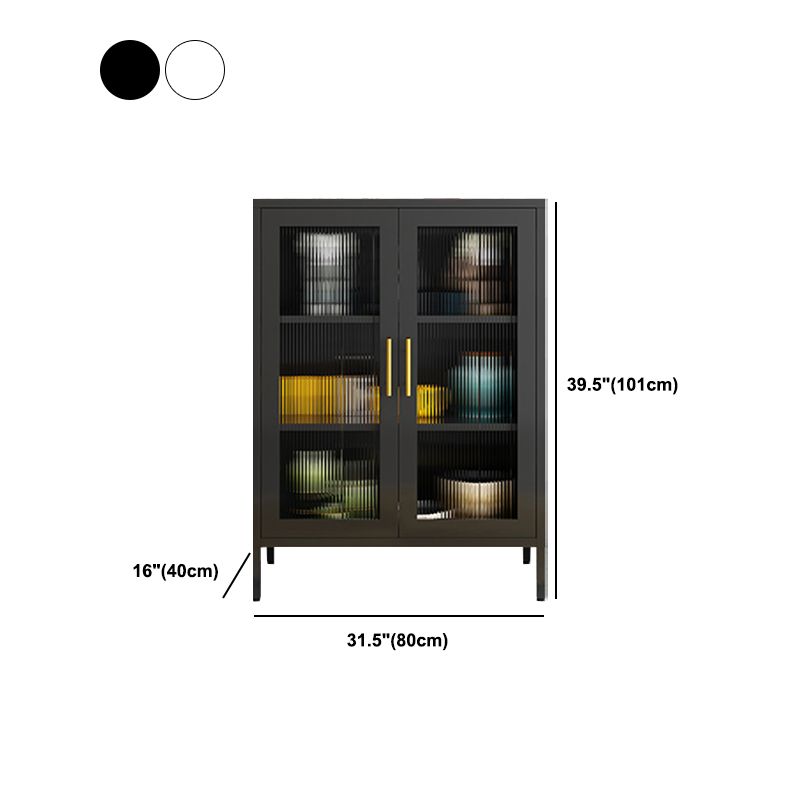 Server da pranzo di finitura metallica con porte di vetro Glam Sideboard con le gambe