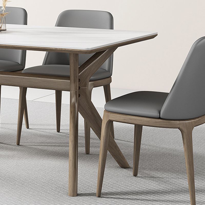 モダンな1/2/5/6ピースダイニングセットダイニングルーム用の長方形の石のダイニングテーブル