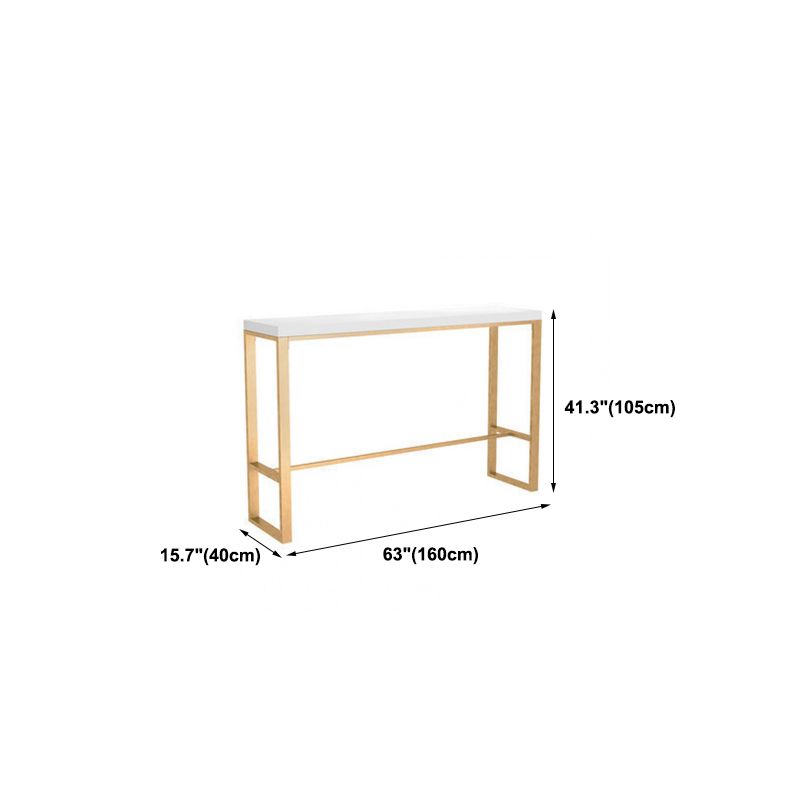 White Solid Wood Bar Table Gold and Metal Base Bar Table for Kitchen Living Room Clearhalo 'Bar Furniture' 'Bar Tables' 'bar_tables' 'furn' 'furn_bar_tables' 'Furniture' 'Kitchen & Dining Furniture' 1200x1200_3db80602-85f4-40b1-928b-c6f1497e2158