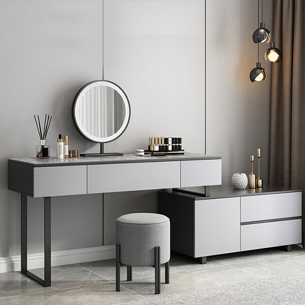 Gray Bedroom Lighted Mirror Vanity Makeup Dressing Table Set Clearhalo 'Bedroom Furniture' 'furn' 'furn_makeup_vanities' 'Furniture' 'Makeup Vanities' 'makeup_vanities' 1200x1200_3db8ca7f-6349-4374-bff0-bd313b19e89d