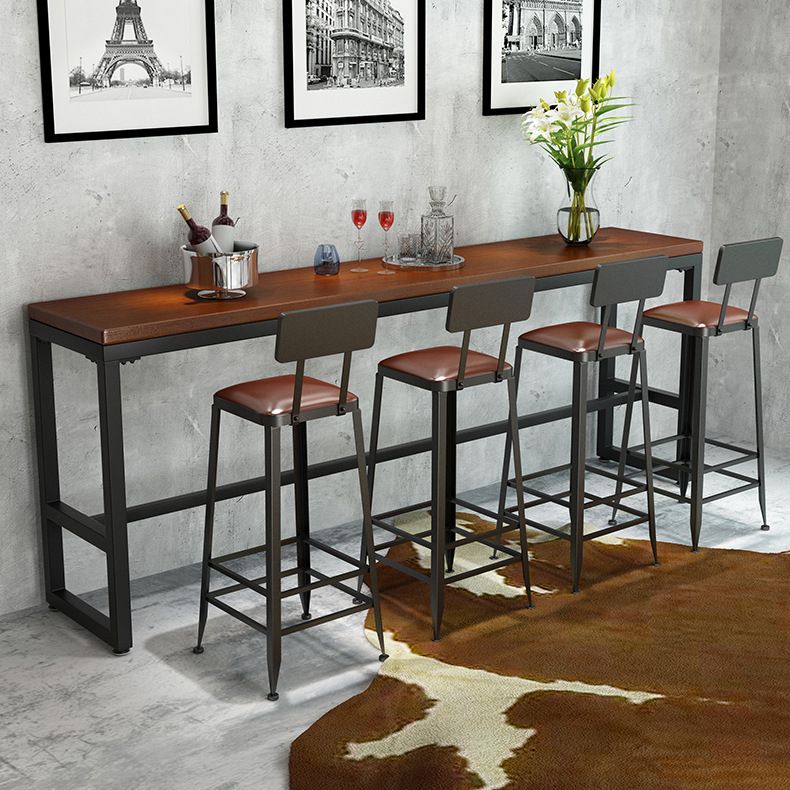 Industrial 1/5/9 Pieces Bar Table Set Rectangle Pine Wood Counter Table with Stools