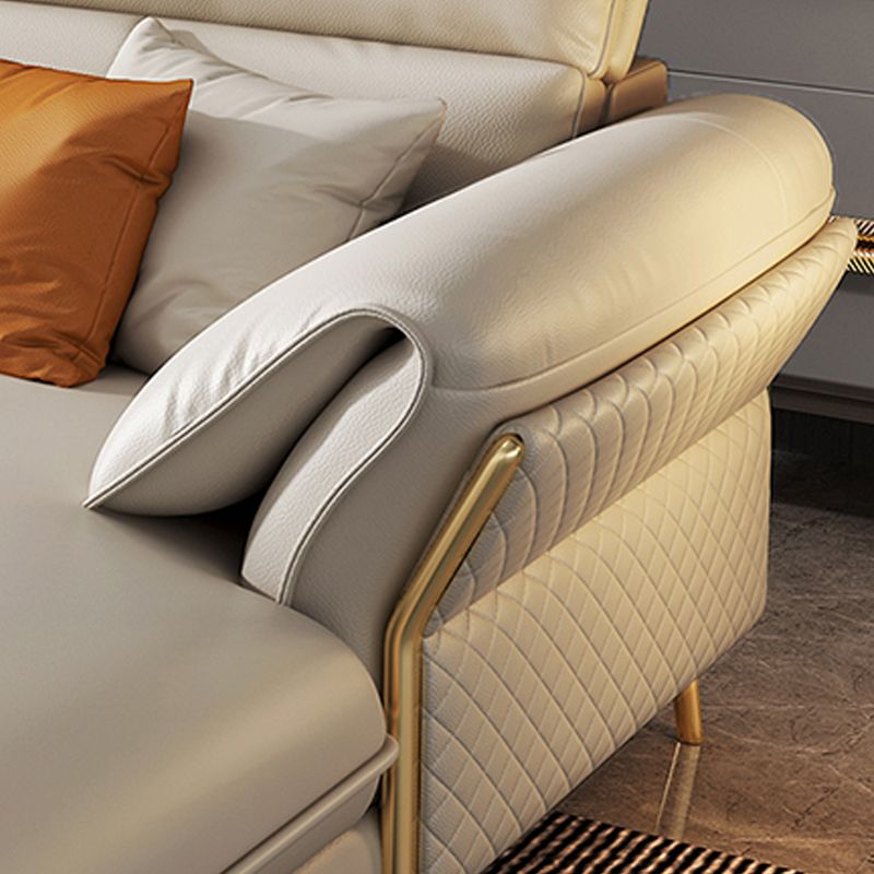 Divano sezionale in pelle autentica da 37,4 "divano ad alta crema con cuscino