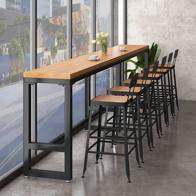 Industrial Table and Stool Set 1/4/7 Pcs Solid Wood Bar Table with Iron Base Stools Clearhalo 'Bar Furniture' 'furn' 'furn_home_bar_bar_sets' 'Furniture' 'Home Bars & Bar Sets' 'home_bar_bar_sets' 'Kitchen & Dining Furniture' 1200x1200_3dbcdc88-8dc1-4a0b-9283-51733a8ec6a2