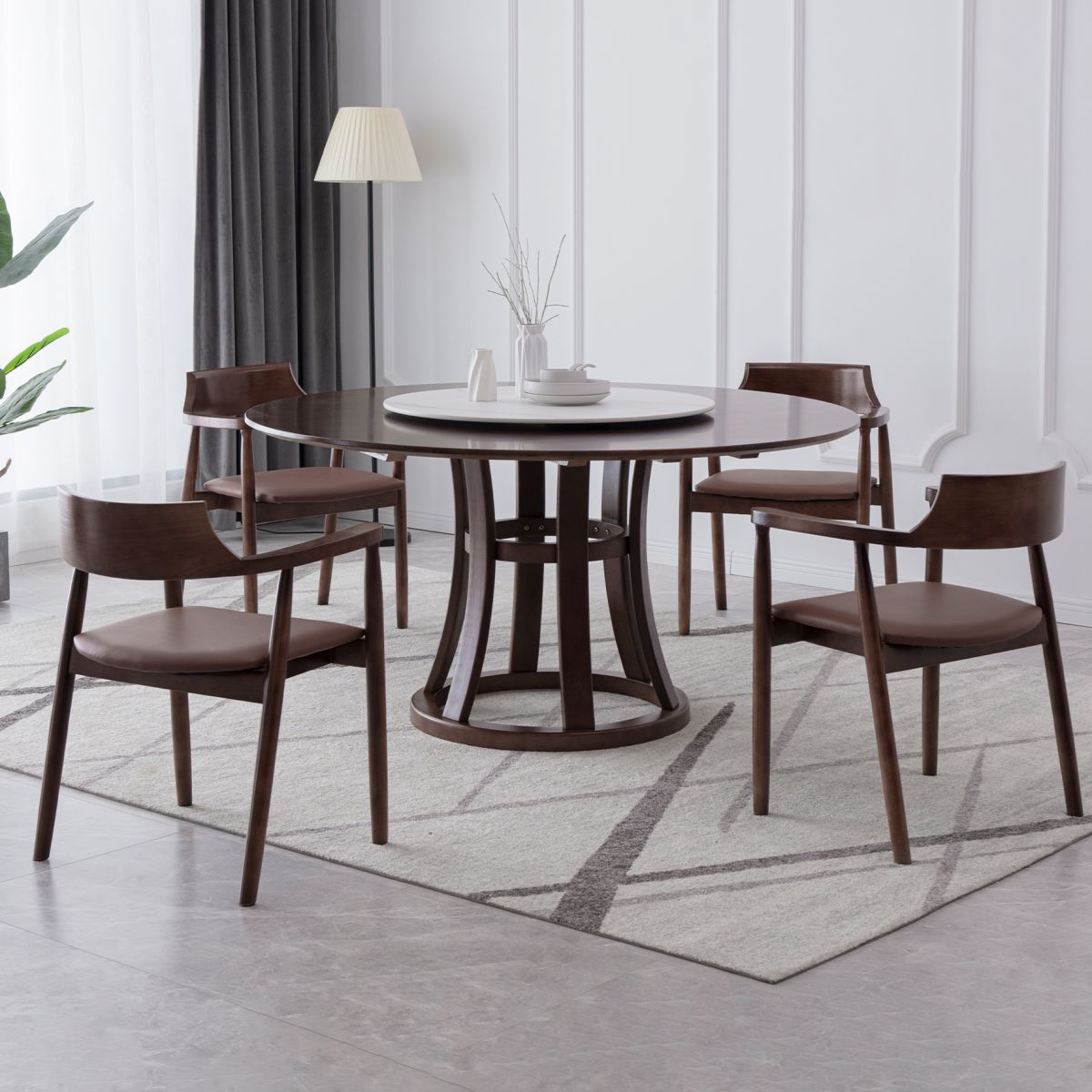 Modern Style Home Solid Wood Dining Table Round Shape Table with Single Pedestal Clearhalo ' dining_table' 'Dining Tables & Seating' 'Dining Tables' 'furn' 'furn_dining_table' 'Furniture' 'furniture_dining_table' 'Kitchen & Dining Furniture' 'kitchen&dining_furn' 'kitchen' 'kitchen_dining_table' 1200x1200_3dbee35f-f0fb-4c8a-b772-f8cd7b5ef9f6