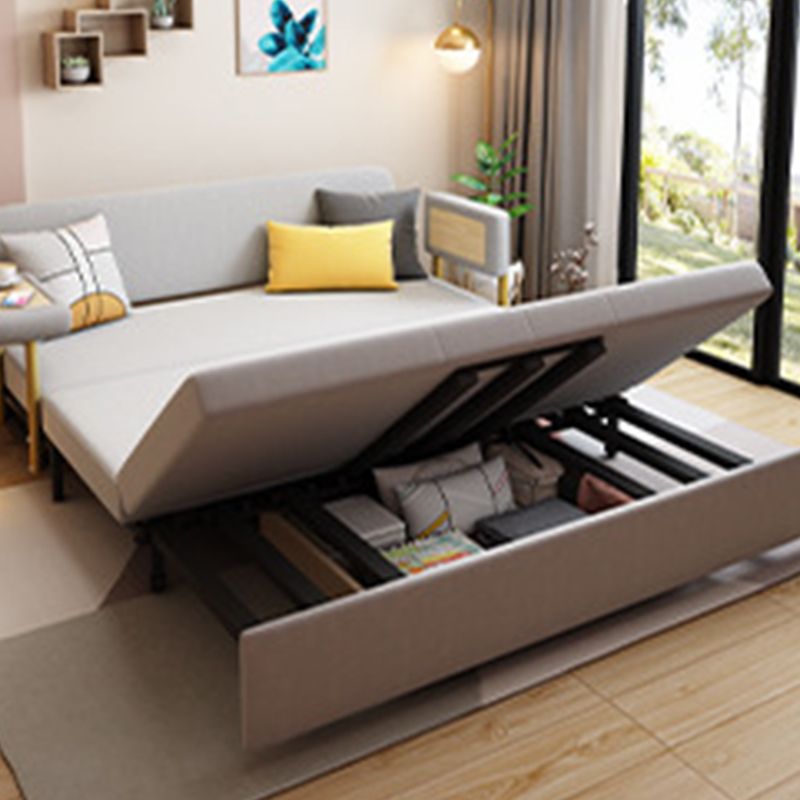 Linen Square Arm Sofa Bed 35.43" Wide Contemporary Convertible Sofa Clearhalo 'furn' 'furn_sofas' 'Furniture' 'Living Room Furniture' 'Sofa' 'sofas' 1200x1200_3dc07a94-93b5-43f5-8f61-d995c1b07815