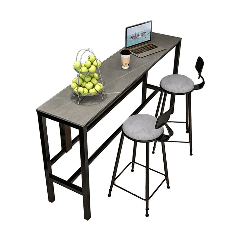 Black Trestle Cocktail Bar Table Rectangle Footrest Indoor Bar Wine Table (only table) Clearhalo 'Bar Furniture' 'Bar Tables' 'bar_tables' 'Furniture' 'furniture_bar_tables' 'Kitchen & Dining Furniture' 'kitchen&dining_furn' 'kitchen' 1200x1200_3dc09afa-1eee-4b64-bbe8-8a7cf6d53417