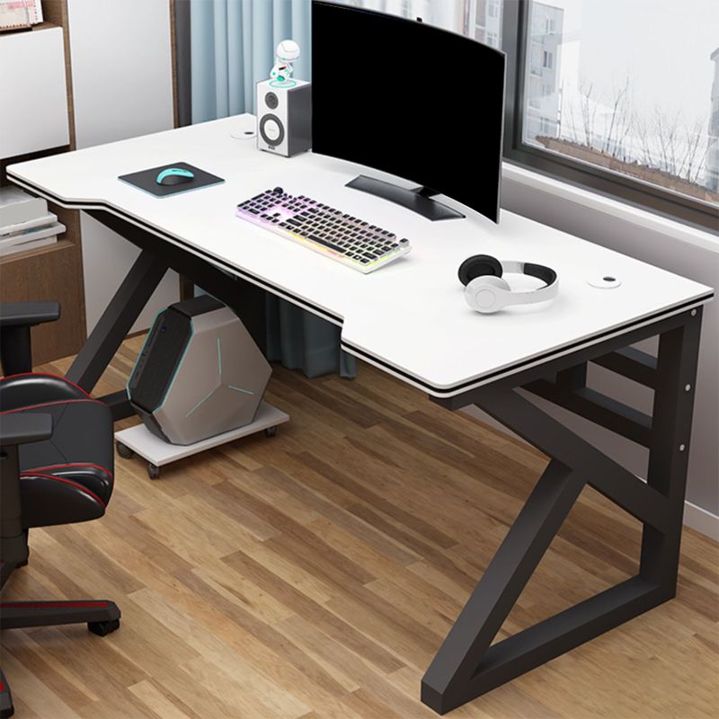 Contemporary Office Desk Antique Finish Wooden Computer Desk with Metal Legs Clearhalo 'furn' 'furn_office_desk' 'Furniture' 'Office Desks' 'Office Furniture' 'office_desk' 1200x1200_3dc47b61-9d79-4d7c-8549-db210dd7823b