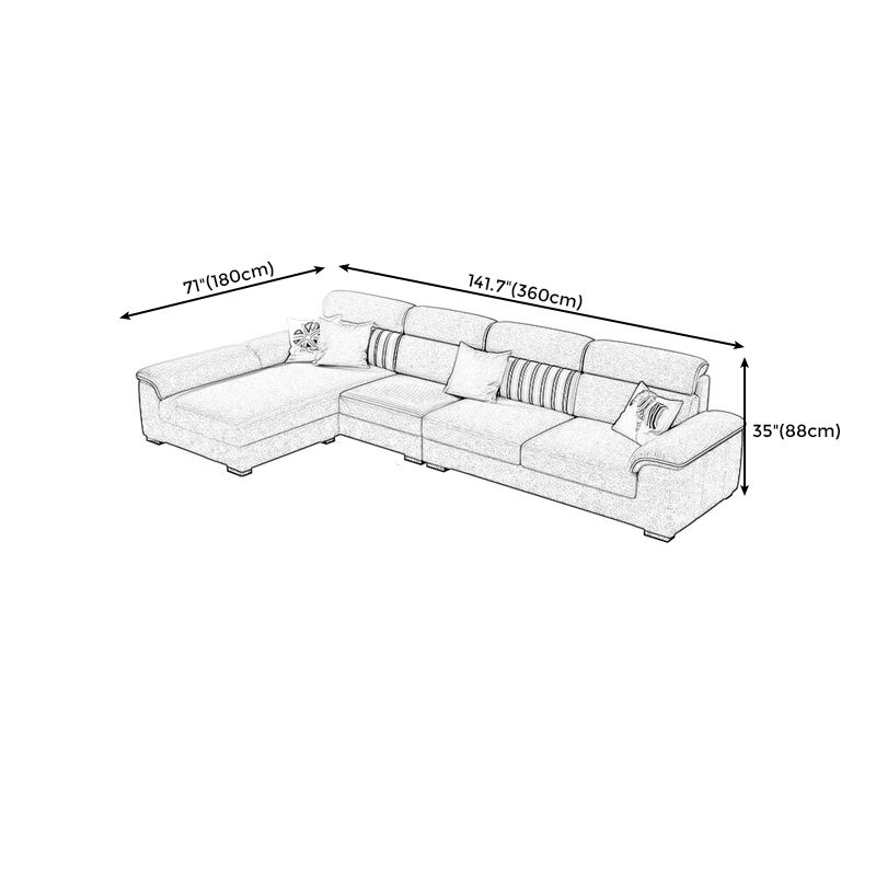 Grey Contemporary Stain-Resistant Living Room L-Shape Right Hand Facing Sofa Clearhalo 'furn' 'furn_sectionals' 'Furniture' 'furniture_sectionals' 'kitchen' 'kitchen_sectionals' 'Living Room Furniture' 'Sectionals' 1200x1200_3dc5443b-de41-4e03-b370-45d05e291984
