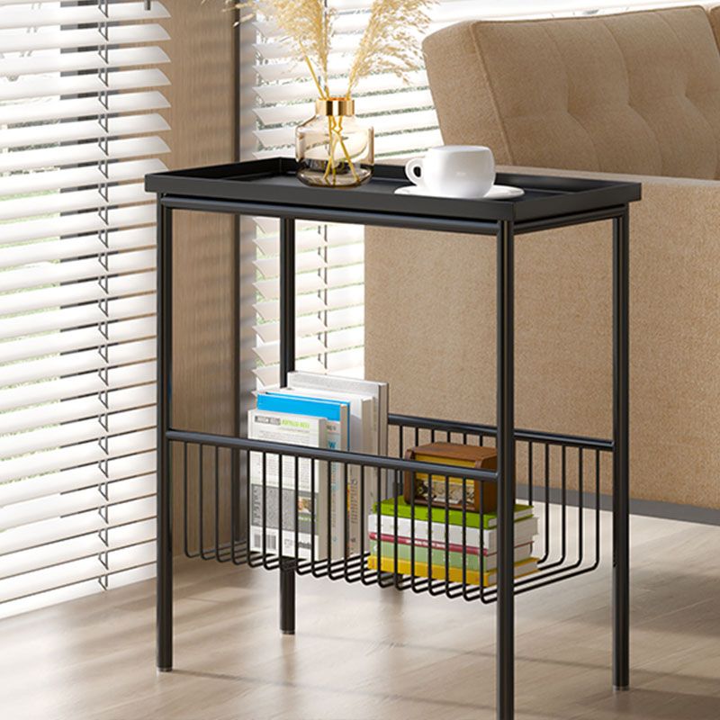 Tavolo superiore del vassoio del vassoio rettangolo in metallo della metà secolo 4 gambe tavolino con archiviazione