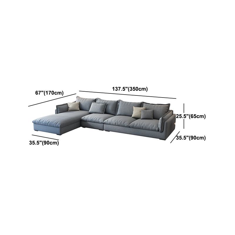 Light-grey Contemporary Sectional Living Room Solid Wood Sofa