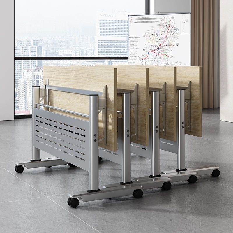 Scrivania rettangolare per uffici in legno prodotto contemporaneo con telaio metallico