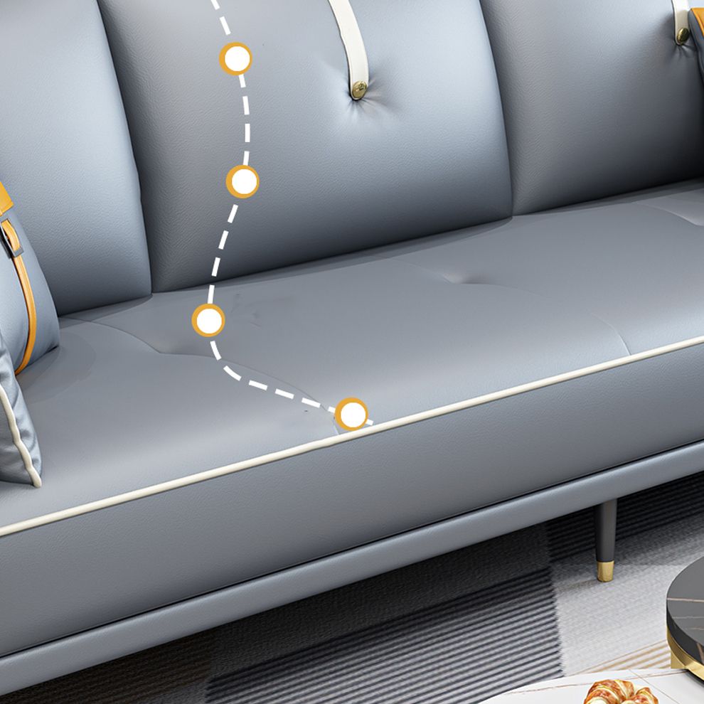 Canapé en cuir fausse 35,43 "High Modern Square ARM SOFA avec 4 oreillers