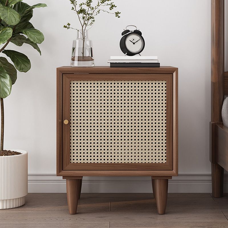 Modern Wicker/Rattan Cabinet Brown 1-Shelf Solid Wood 22 Inch H Nightstand with Door Clearhalo 'Bedroom Furniture' 'furn' 'furn_night_stand' 'Furniture' 'night_stand' 'Nightstands' 1200x1200_3dc9fdf6-be25-4610-b755-d9c904f25960