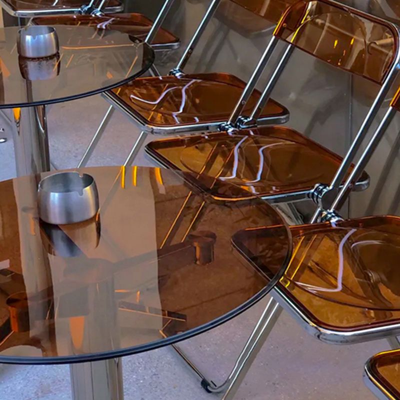 Clear Tempered Glass Dining Table Contemporary Dining Site Table with Tripod Base Clearhalo ' dining_table' 'Dining Tables & Seating' 'Dining Tables' 'furn' 'furn_dining_table' 'Furniture' 'furniture_dining_table' 'Kitchen & Dining Furniture' 'kitchen&dining_furn' 'kitchen' 'kitchen_dining_table' 1200x1200_3dcbd991-f727-4013-98b8-182a3a7a9fd0