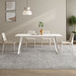 Modern Rectangle Dining Table White Stone Tabletop with Metal Sled Base