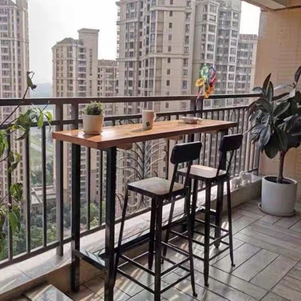 Rectangular Pine Wood Top Bar Table Industrial Bar Table with Black Trestle Base Clearhalo 'Bar Furniture' 'Bar Tables' 'bar_tables' 'furn' 'furn_bar_tables' 'Furniture' 'Kitchen & Dining Furniture' 1200x1200_3dcfb861-1669-4a0e-a73e-3adaa9f6ad8a