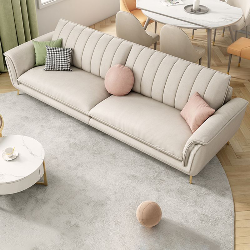 Contemporary White Sofa Waterproof Sewn Pillow Back Couch with Metal Legs Clearhalo 'furn' 'furn_sofas' 'Furniture' 'furniture_sofas' 'Living Room Furniture' 'Sofa' 'sofas' 1200x1200_3dd2af1a-c5c9-43b8-9392-d8f74dffc790