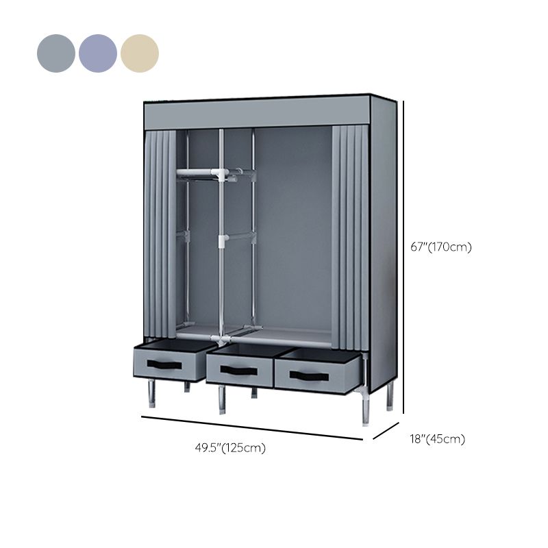 Matte Finish Wardrobe for Home Modern Style Storage Cabinet with Metal Frame