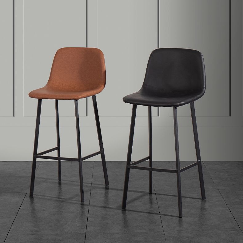 Contemporary Counter Stools Armless Leather Indoor Bar Stool with Iron Base Clearhalo 'Bar Furniture' 'Bar Stools' 'bar_stools' 'furn' 'furn_bar_stools' 'furniture_bar_stools' 'Kitchen & Dining Furniture' 'kitchen&dining_furn' 'kitchen' 'kitchen_furn' Furniture' 1200x1200_3dd500bd-3b76-4c73-b6db-c25fdd609f19