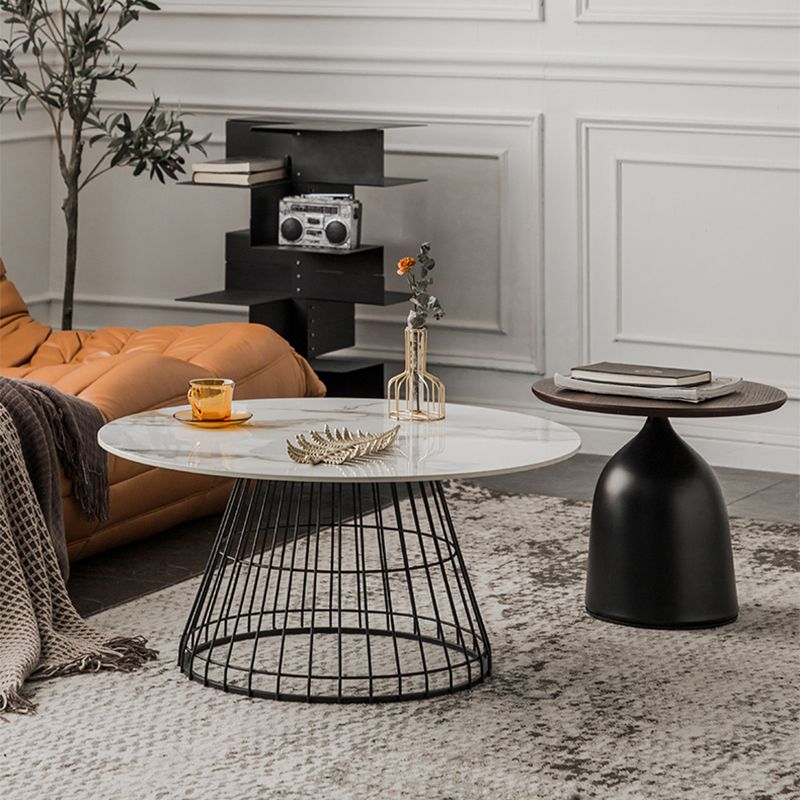 Tavolino minimalista top in pietra rotonda 2 pezzi tavolo da cocktail