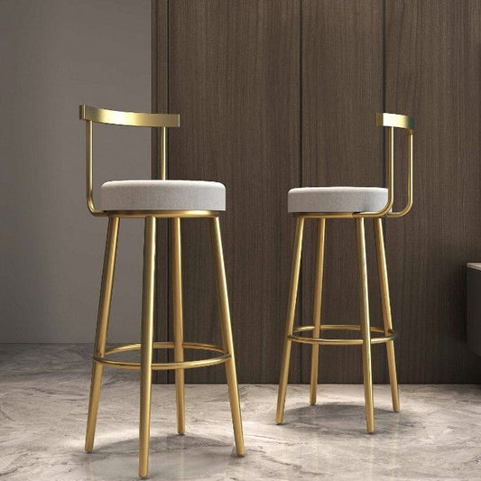 Glam Low Back Dining Stool Metal Armless Bar Stool with Cushion