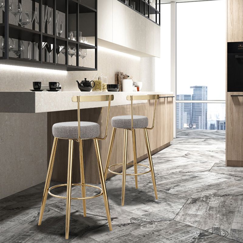 Indoor Round Counter Chair Upholstered Footrest Dining Stool in Grey and Gold Clearhalo 'Bar Furniture' 'Bar Stools' 'bar_stools' 'furn' 'furn_bar_stools' 'Furniture' 'Kitchen & Dining Furniture' 1200x1200_3dd69653-445d-4173-893f-db4bc9c176f3