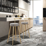 Indoor Round Counter Chair Upholstered Footrest Dining Stool in Grey and Gold Clearhalo 'Bar Furniture' 'Bar Stools' 'bar_stools' 'furn' 'furn_bar_stools' 'Furniture' 'Kitchen & Dining Furniture' 1200x1200_3dd69653-445d-4173-893f-db4bc9c176f3