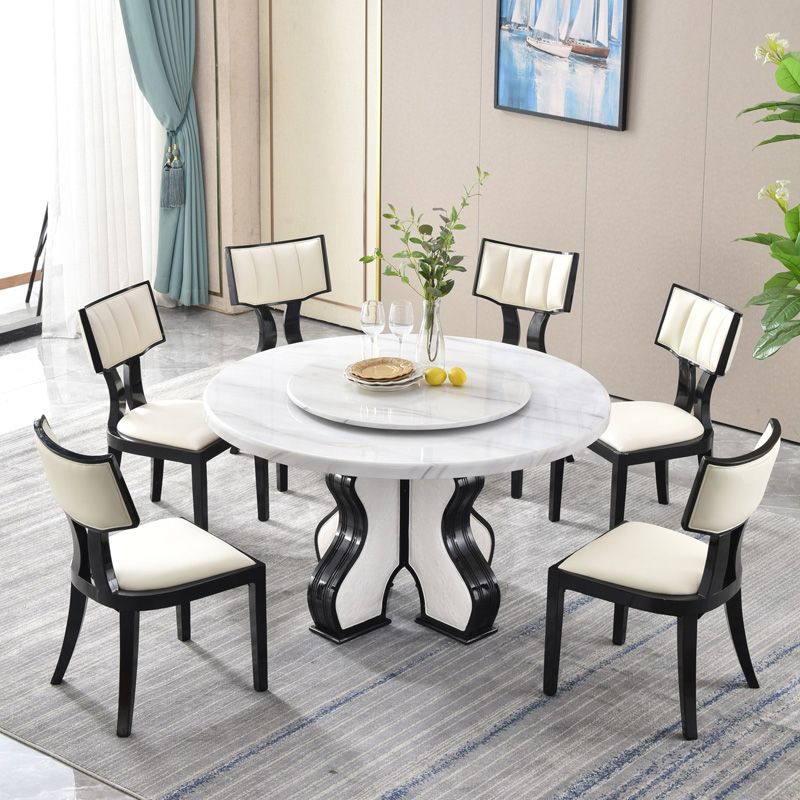 Round Table Convertible Dining Table for Kitchen Dining Room Clearhalo 'Dining Tables & Seating' 'Dining Tables' 'dining_table' 'furn' 'furn_dining_table' 'Furniture' 'Kitchen & Dining Furniture' 1200x1200_3dd6a595-a8f4-46f5-a7a2-ee0796d9b764